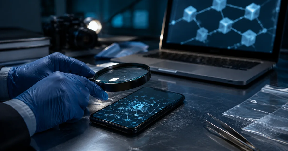 فحص الأدلة الرقمية المستخرجة من هاتف في قضية عملات رقمية وتحليل التحويلات الإلكترونية