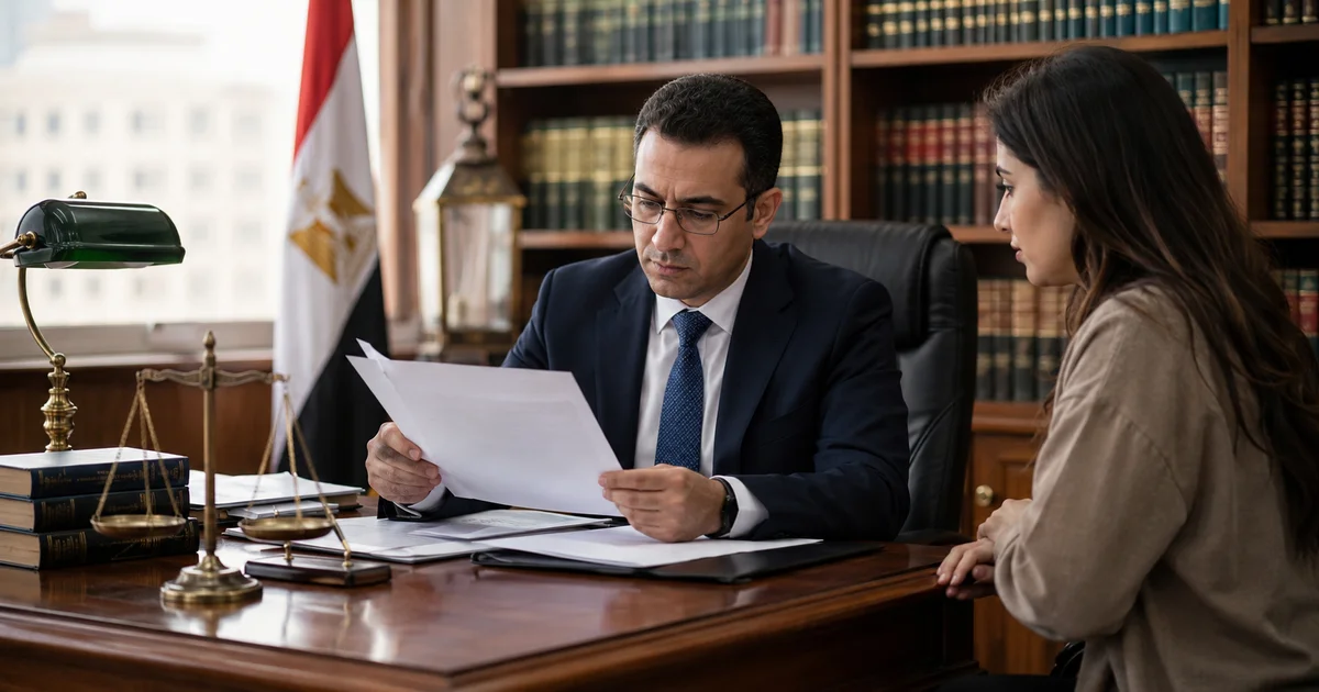 محام يراجع أوراق إعلان إنذار الطاعة للتحقق من صحة طريقة التسليم