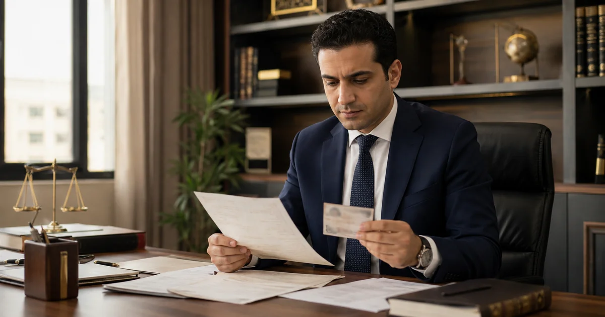 حامٍ يراجع مستندات دعوى تصحيح اسم الام فى وثيقة زواج