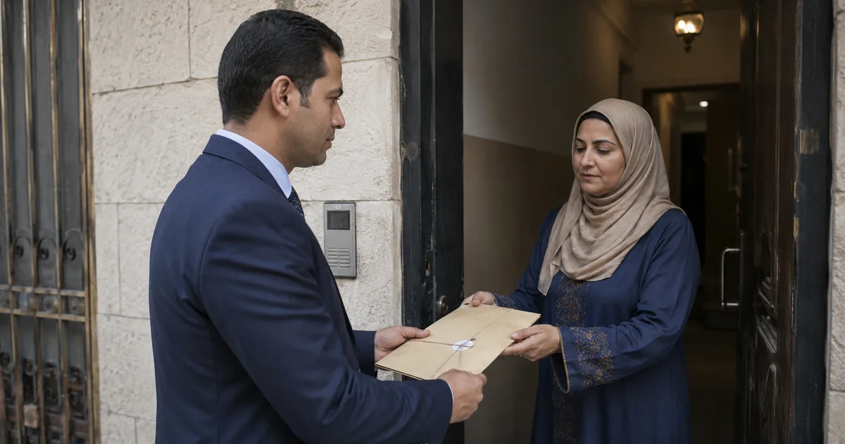 محامٍ يفحص منزل الزوجية المبين في إنذار الطاعة