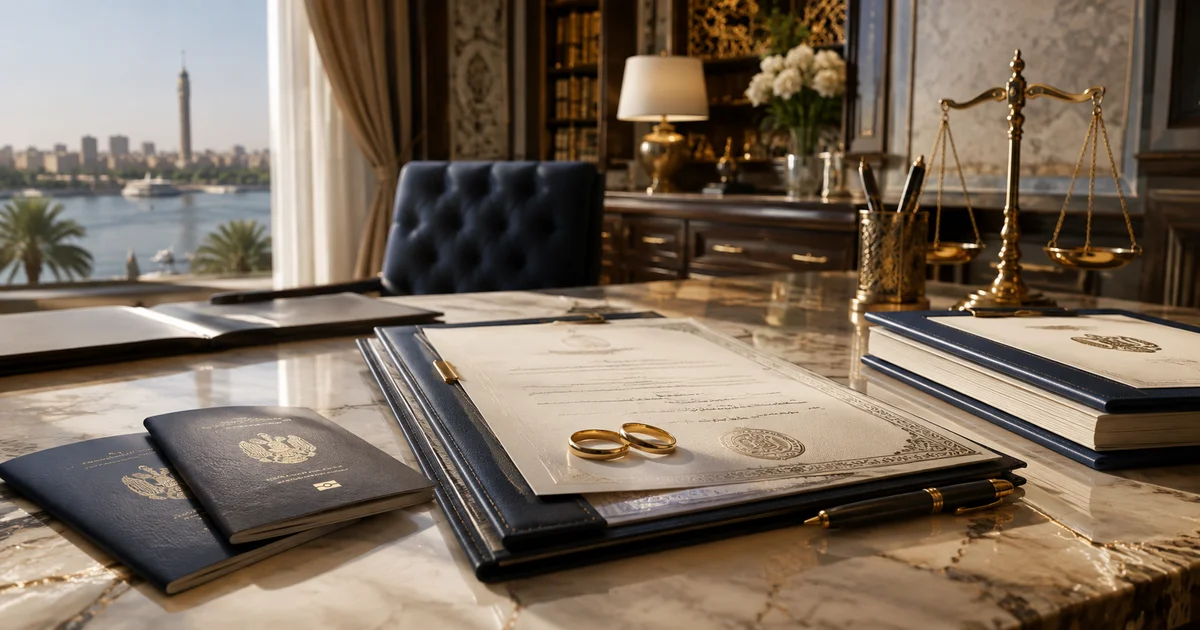 محامي زواج أجانب في مصر يراجع مستندات التوثيق وجوازات السفر وعقد الزواج