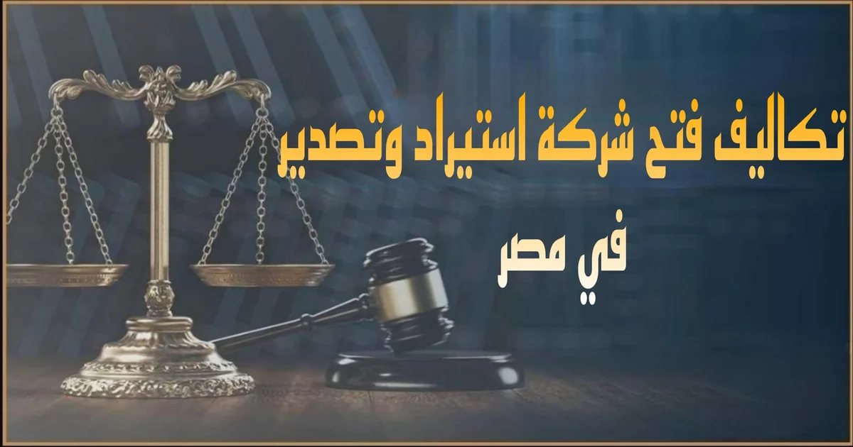 صورة بارزة توضح تكاليف فتح شركة استيراد وتصدير في مصر وتشمل رسوم التأسيس والمستندات المطلوبة وخطوات استخراج السجل التجاري والبطاقة الضريبية وتجهيز النشاط قانونيًا