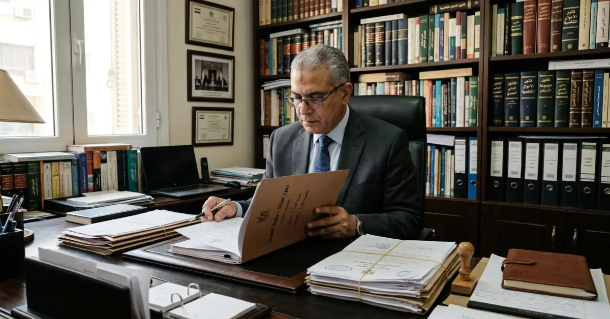 صورة توضح جمع الأدلة في قضايا النصب والاحتيال من خلال مستندات قانونية وتحويلات بنكية وهاتف يعرض صفحة احتيالية.