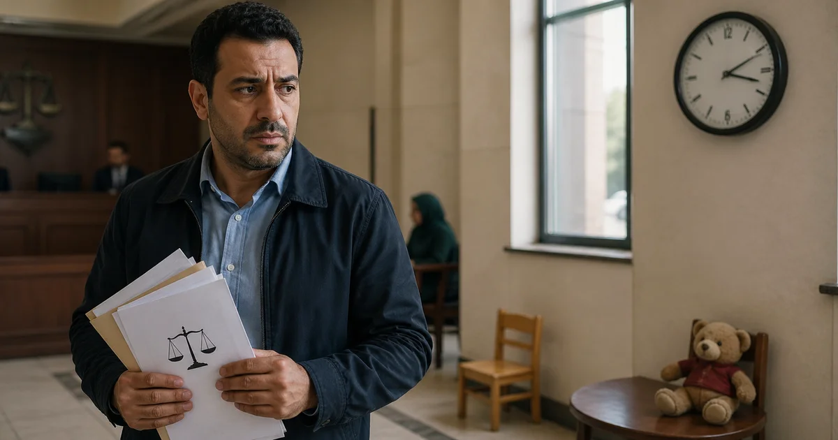 أب يحمل أوراق حكم الرؤية داخل محكمة الأسرة بعد عدم تنفيذ حكم الرؤية وغياب الطفل عن موعد الرؤية المحدد.