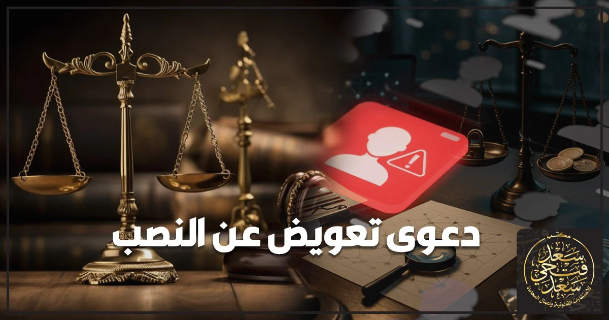 محامي يراجع مستندات دعوى تعويض عن النصب مع موكل متضرر داخل مكتب قانوني.