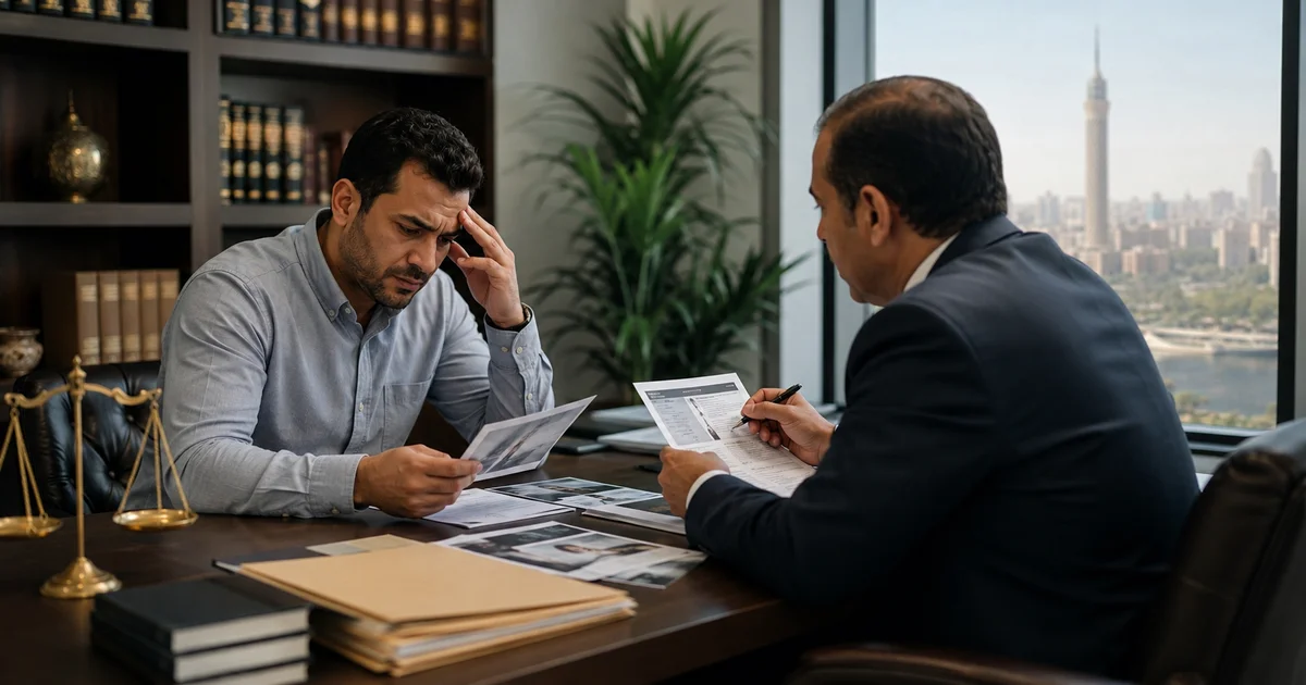 موكل قلق يعرض مستندات واقعة نصب على محامٍ لمراجعة دعوى تعويض عن النصب.