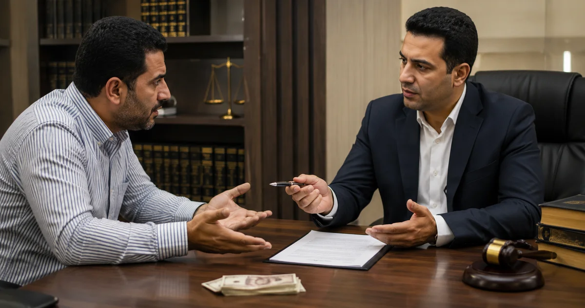 أوراق عقد بيع وإيصال عربون على مكتب قانوني توضح إجراءات المطالبة برد العربون أو مضاعفته في مصر.