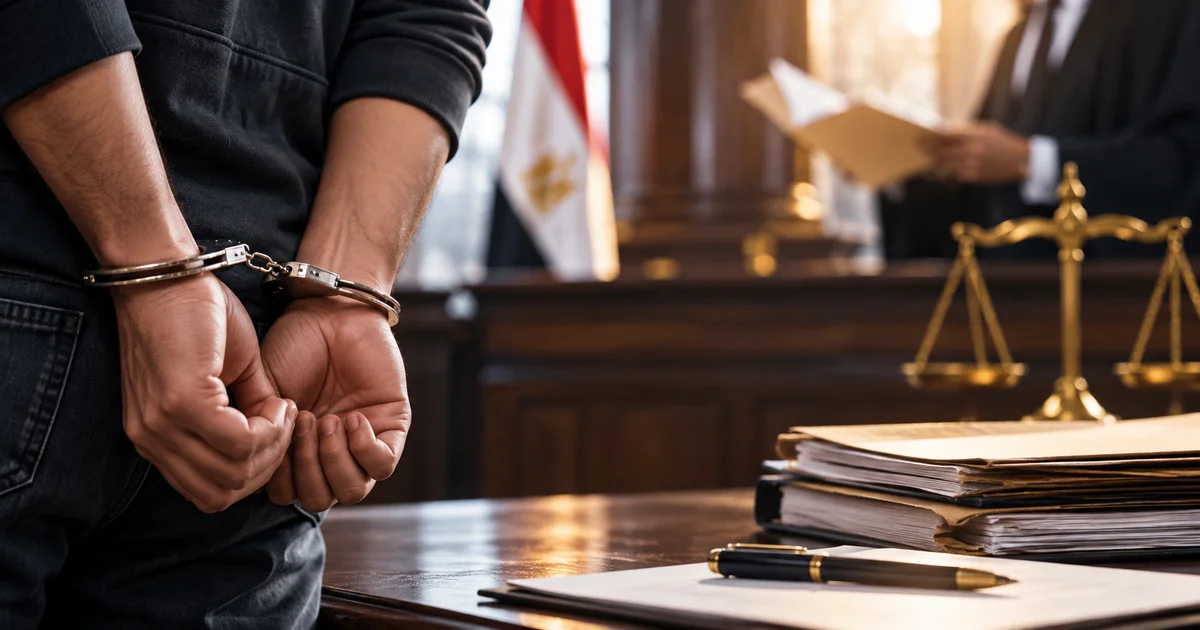 متهم مقيد أثناء نظر طلب إخلاء السبيل في قضية جنائية