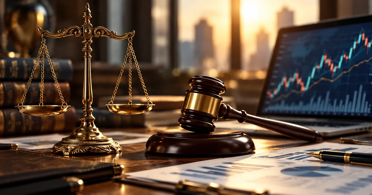 اتفاق التحكيم في منازعات سوق المال مع ميزان العدالة والمطرقة والرسوم المالية