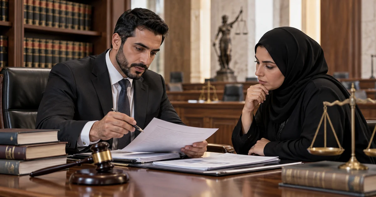 محامٍ يشرح لموكلة أوراق القضية وفرص تغيير الحكم عند تقديم الاستئناف