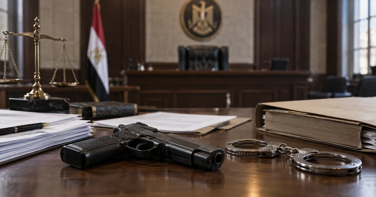 سلاح ناري موضوع ضمن أدلة قضية حيازة سلاح ناري بدون ترخيص