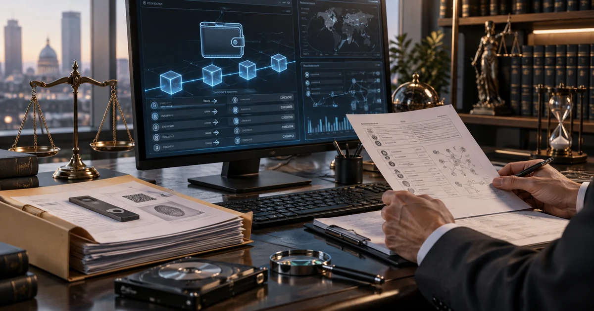فحص بيانات محفظة العملات الرقمية والمعاملات الرقمية في ملف إثبات الملكية