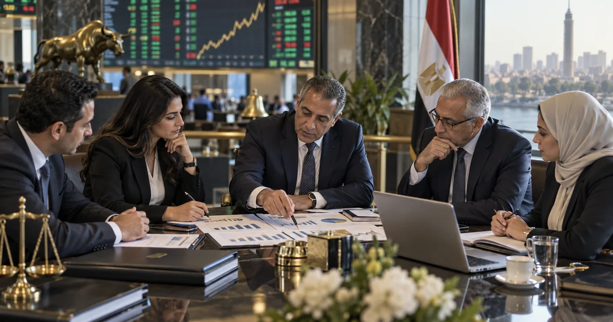 فريق قانوني ومالي يراجع مستندات الشركة ضمن إجراءات قيد الأسهم في البورصة المصرية