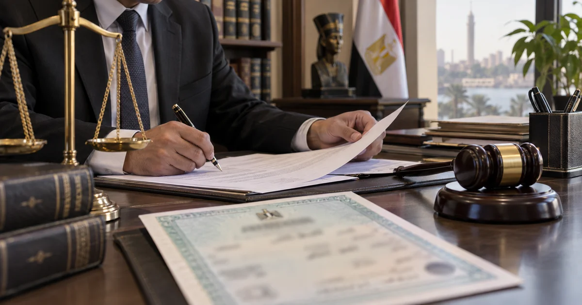 محامٍ يراجع مستندات تصحيح الاسم فى شهادة الوفاة وقيد الوفاة في مصر